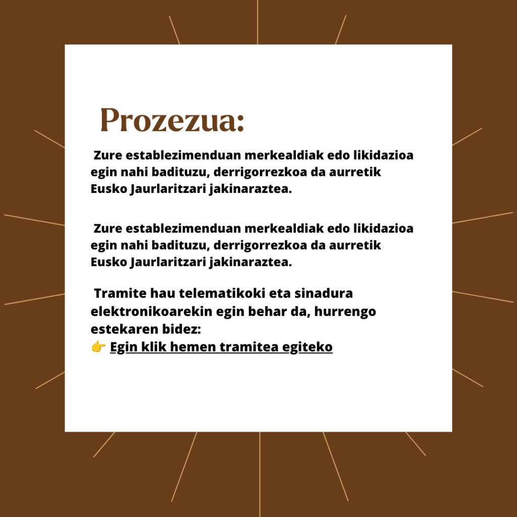 Merkealdiak edo likidazioa egingo dituzu? Jakinarazi Eusko Jaurlaritzari aurretik 2 2 9